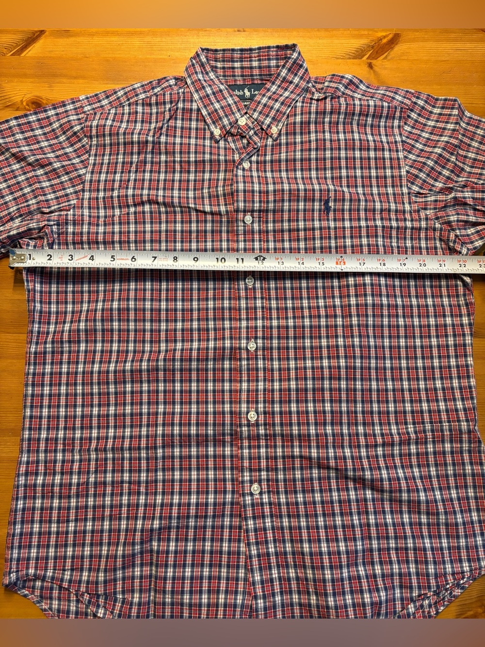 Polo Ralph Lauren Classic Fit Mens M Plaid Button Down Shirt Red Blue White
